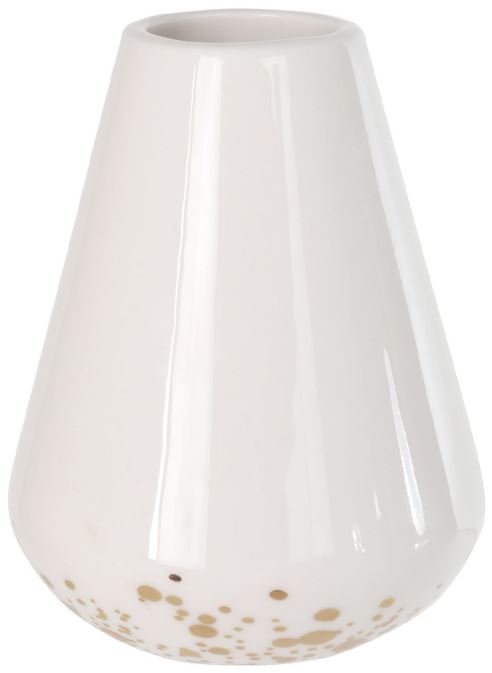 Vaso Decorativo Porcelana Branco Dourado 10,3cm