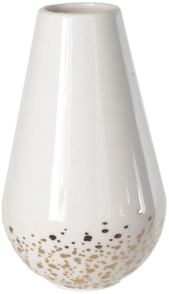 Vaso Decorativo Porcelana Branco Dourado 15cm