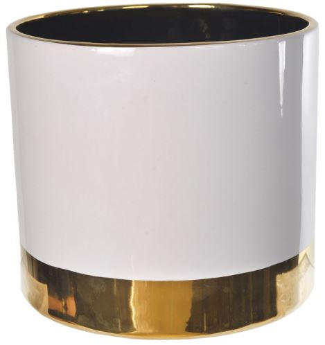 Vaso Decorativo Porcelana Branco Dourado 18cm