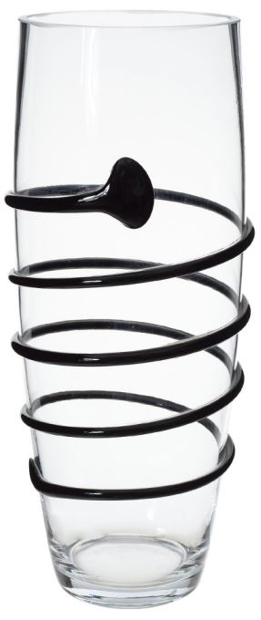 Vaso Decorativo Vidro Transparente Preto 35cm