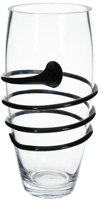 Vaso Decorativo Vidro Transparente Preto 25,5cm