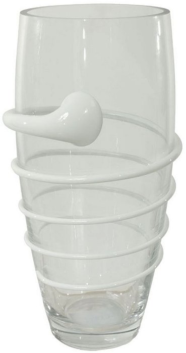 Vaso Decorativo Vidro Transparente Branco 25,5cm