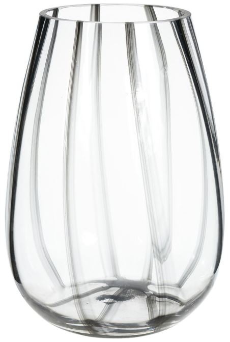 Vaso Decorativo Vidro Transparente Preto 26cm