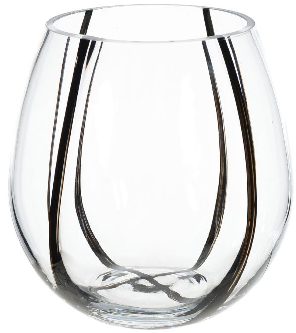 Vaso Decorativo Vidro Transparente Preto 17cm