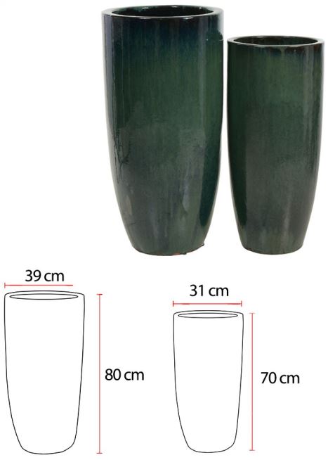 Vaso Ceramica C/2Uni Verde 80cm