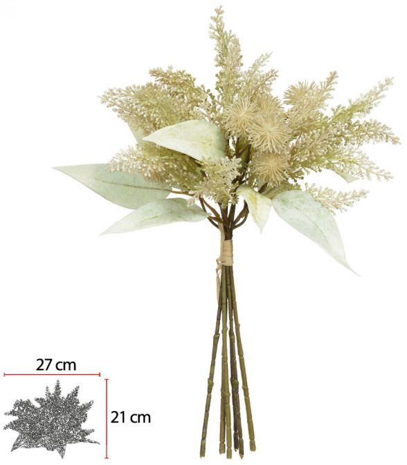 Buque Mamona Ramalhete C/Fita X6 Creme Outono 38cm