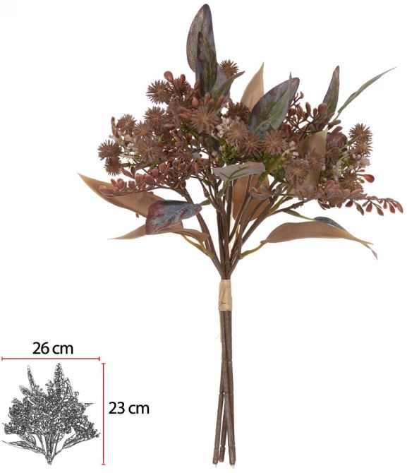Buque Mamona Ramalhete C/Fita X4 Marrom Outono 44cm
