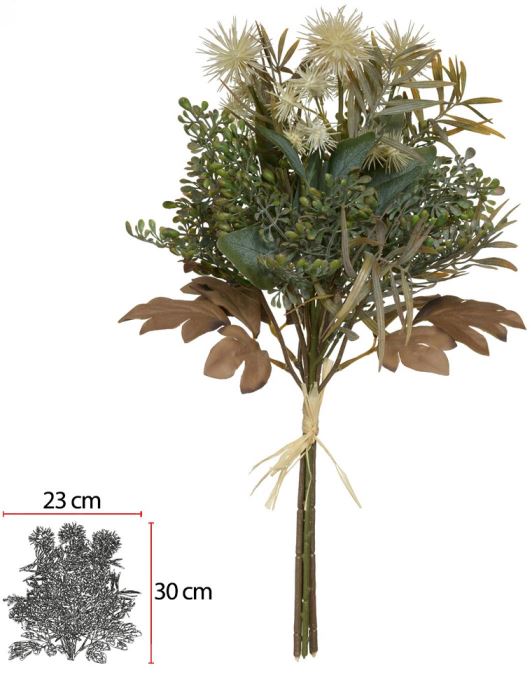 Buque Mamona Ramalhete C/Fita X6 Creme Outono 44cm