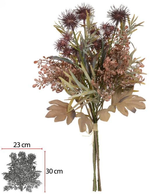 Buque Mamona Ramalhete C/Fita X6 Marsala Outono 44cm