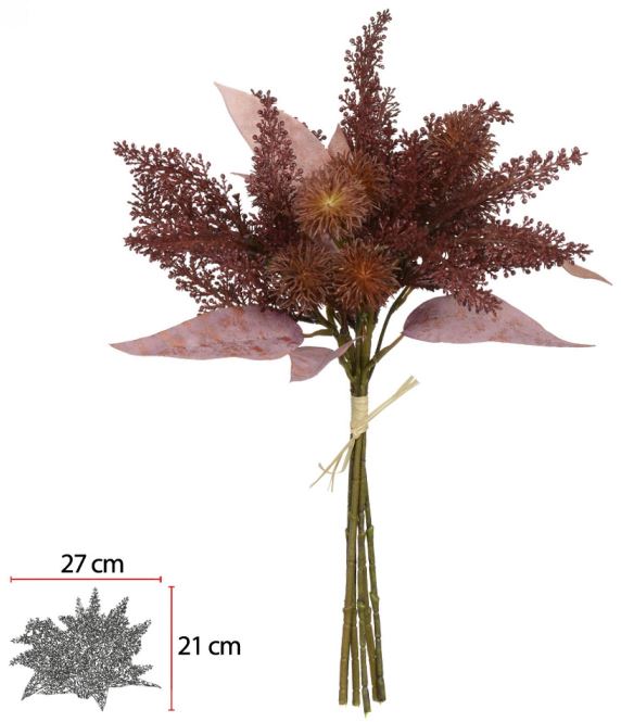 Buque Mamona Ramalhete C/Fita X6 Marsala Outono 38cm