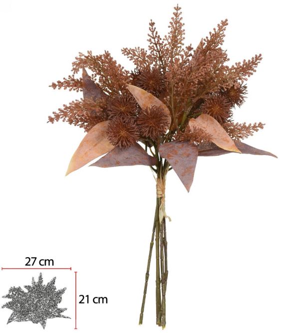 Buque Mamona Ramalhete C/Fita X6 Ocre Outono 38cm