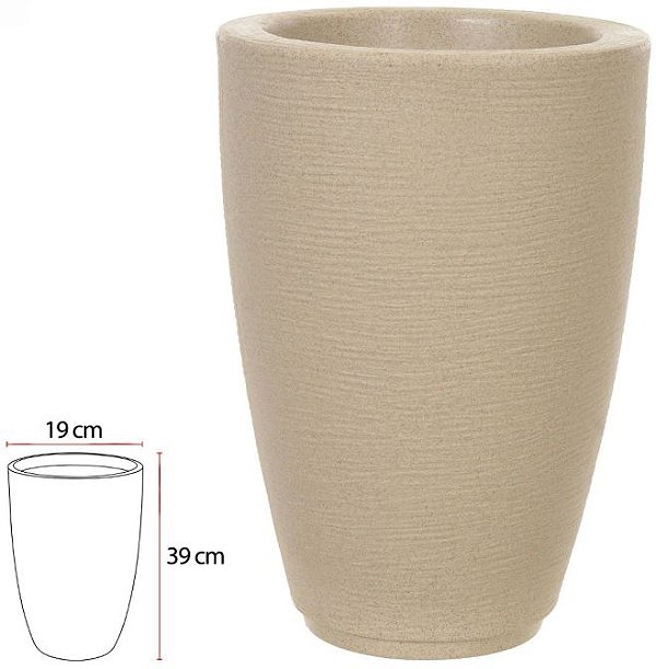 Vaso Polipropileno Conico Veneza Areia 39cm