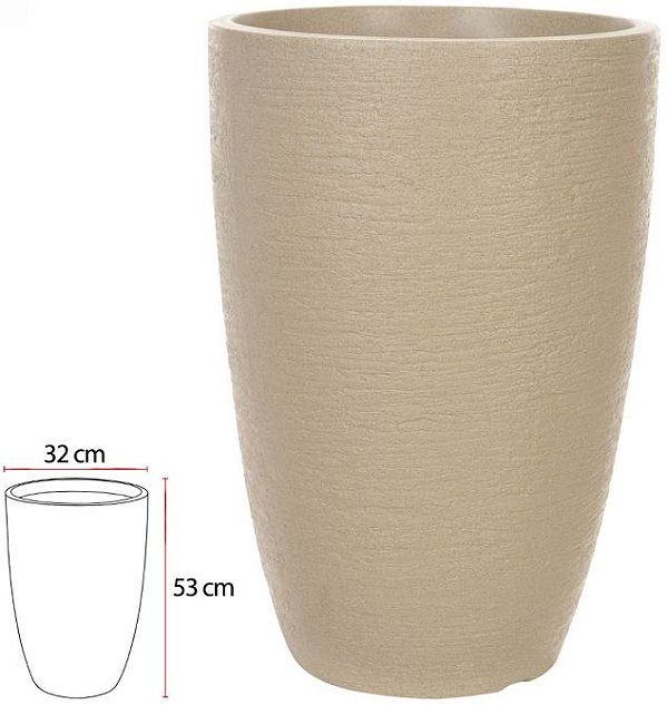 Vaso Polipropileno Conico Veneza Areia 53cm