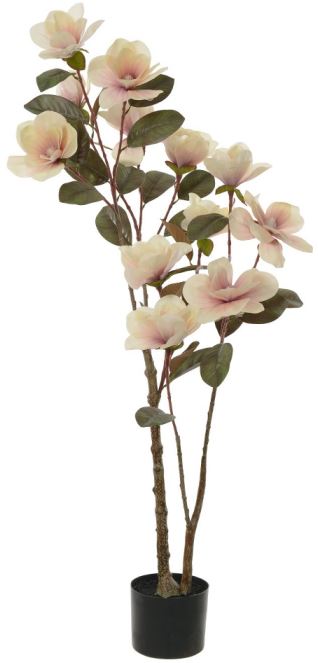 Planta Artificial Arvore Magnolia Real Toque C/Pote X12 Creme Beauty 1,20cm