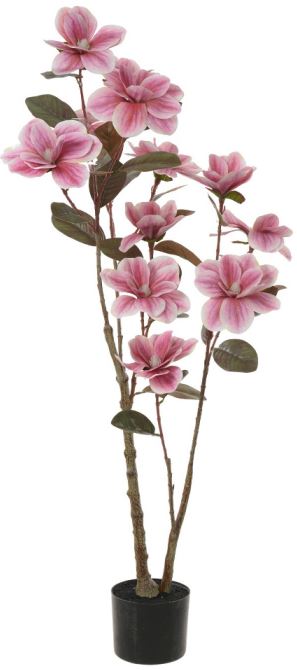 Planta Artificial Arvore Magnolia Real Toque C/Pote X12 Rosa 1,2cm