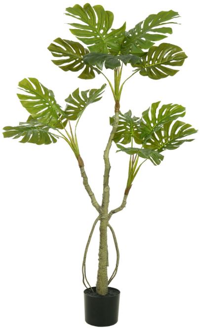 Planta Artificial Arvore Costela De Adão Real Toque Pu C/Pote X14 Verde 1,4cm