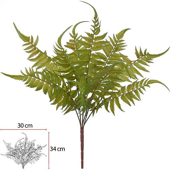 Planta Artificial Folhagem Samambaia C/Print X13 Verde 2T 47cm