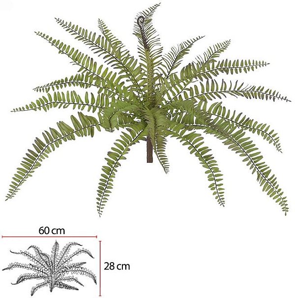 Planta Artificial Folhagem Samambaia C/Print X19 Verde 49cm