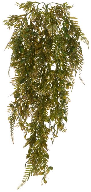Planta Artificial Folhagem Samambaia Pendurar C/Print X125 Marrom Outono 94cm