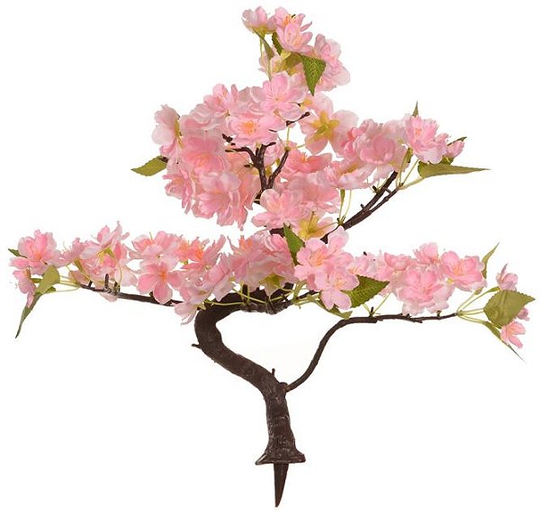 Planta Artificial Arvore Bonsai Cerejeira X81 Rosa Claro 37cm
