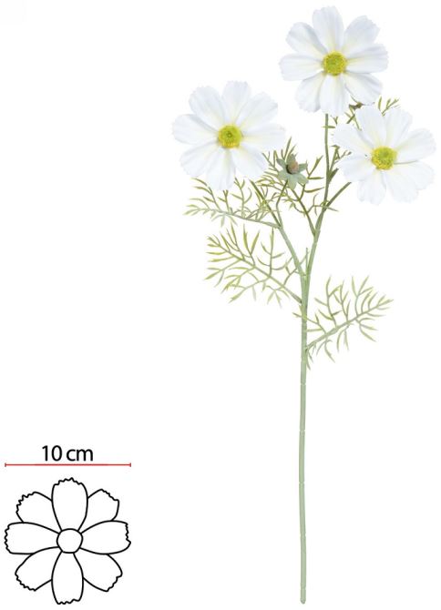 Haste Cosmos Real Toque C/Flocked X3 Branco Amarelo 65cm