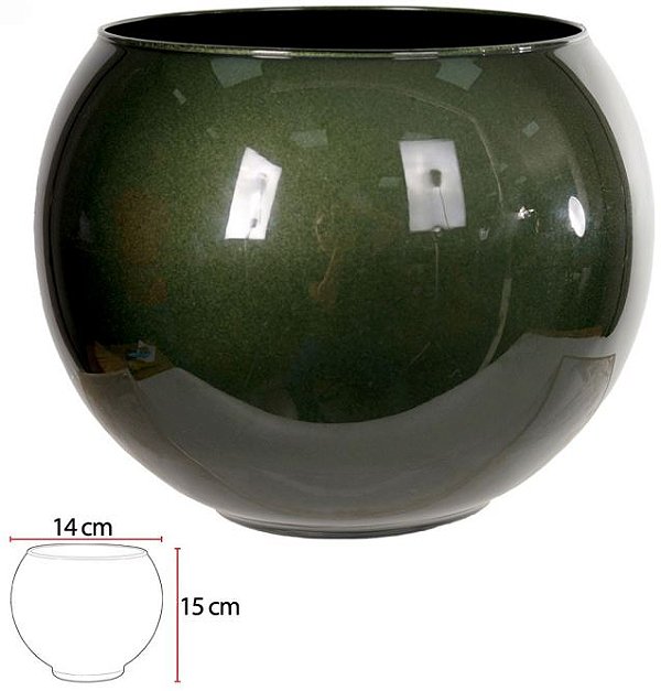 Vaso Vidro Tailandia Decorativo Verde Cintilante 15X14cm