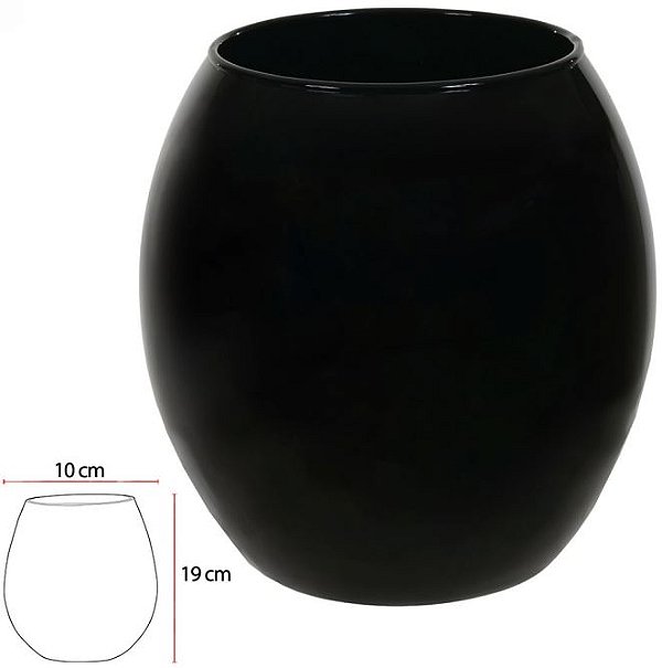 Vaso Vidro Santiago Decorativo Preto 19X10cm