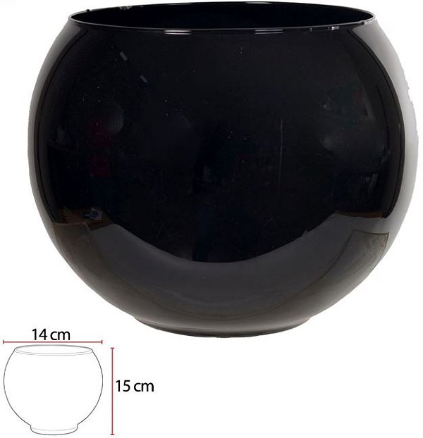 Vaso Vidro Tailandia Decorativo Preto 15X14cm