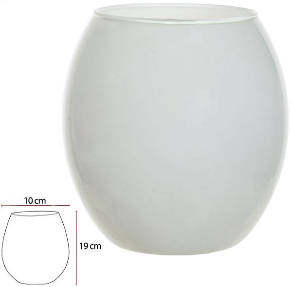 Vaso Vidro Santiago Decorativo Branco 19X10cm