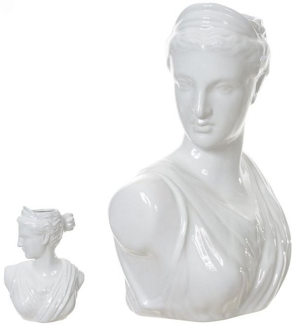 Vaso Decorativo Porcelana Busto Branco 30cm