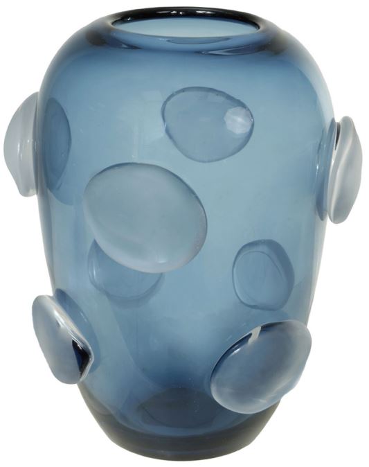 Vaso Decorativo Vidro Azul Fosco 27cm
