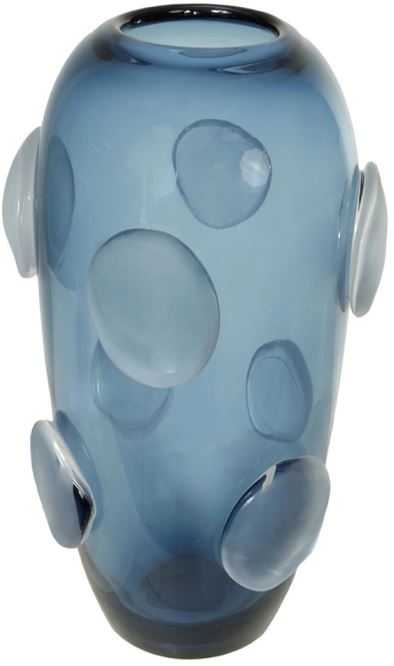 Vaso Decorativo Vidro Azul Fosco 35cm