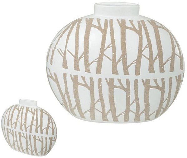 Vaso Decorativo Ceramica Branco Bege 32,5cm