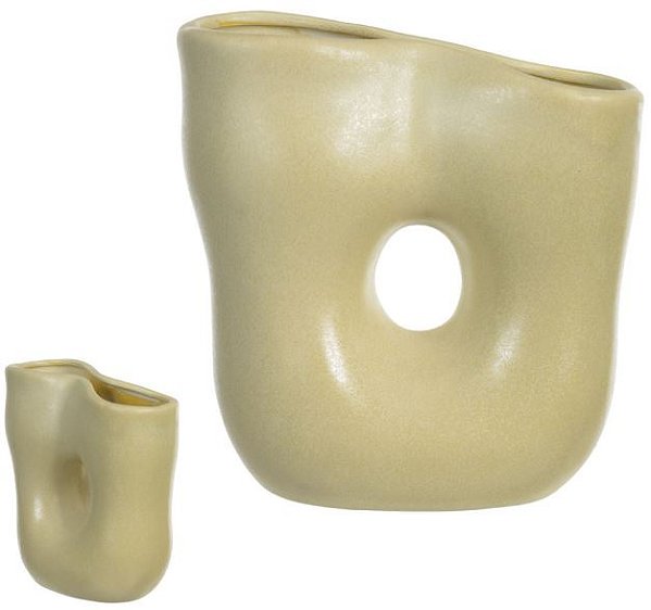Vaso Decorativo Ceramica Bege 17cm