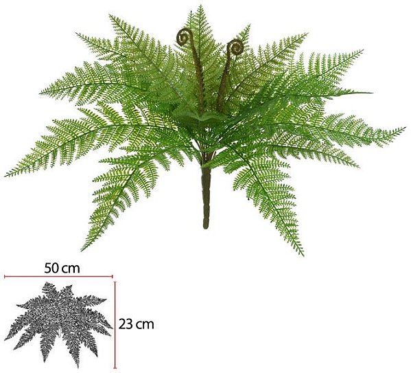Planta Artificial Folhagem Samambaia X17 Verde 2T 42cm