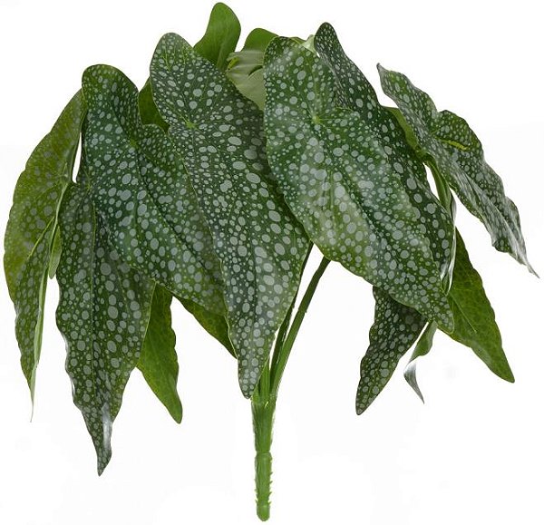 Planta Artificial Folhagem Begonia Maculata Forracao Real Toque Toque X14 Verde 26cm