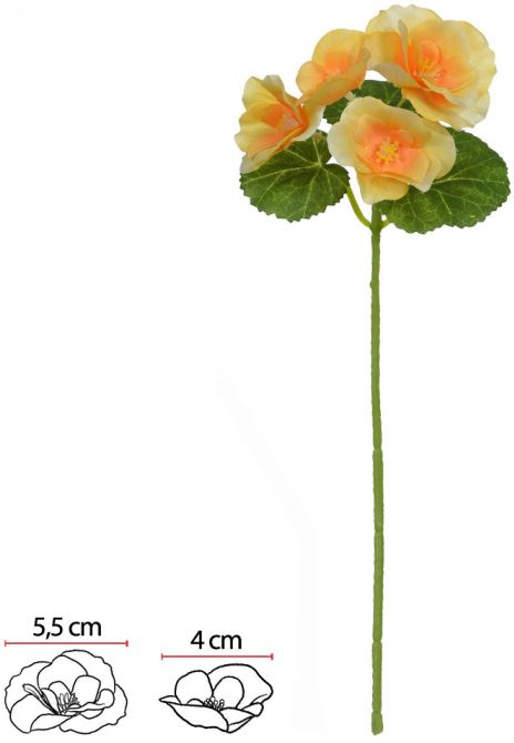 Planta Artificial Haster Begonia X4 Amarelo 26cm