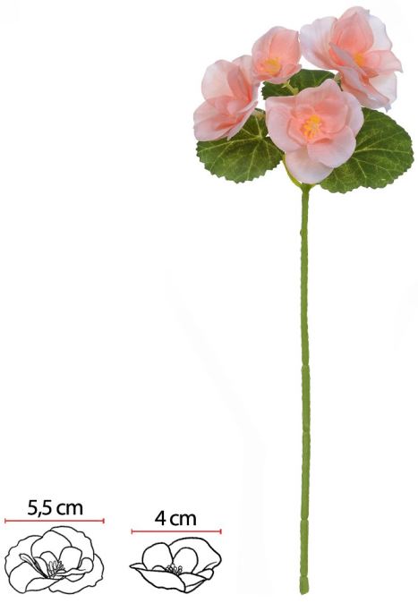 Planta Artificial Haster Begonia X4 Salmon 26cm