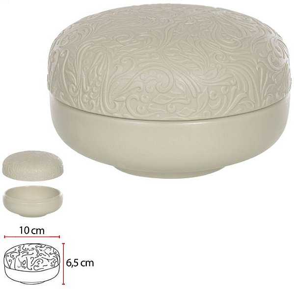 Caixa Decorativa Porcelana Bege 6,5cm