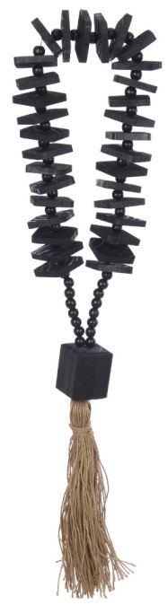 Colar Decorativo Franja Ramin Madeira Preto 81cm