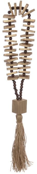 Colar Decorativo Franja Ramin Madeira Dourado 82cm