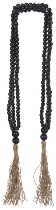 Colar Decorativo Franja Ramin Sementes Preto 1,11M