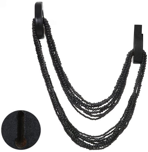Colar Decorativo Com Gancho Preto 120cm
