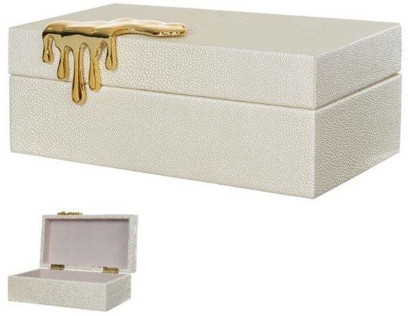 Caixa Decorativa Madeira e Tecido Fendi 8,5cm
