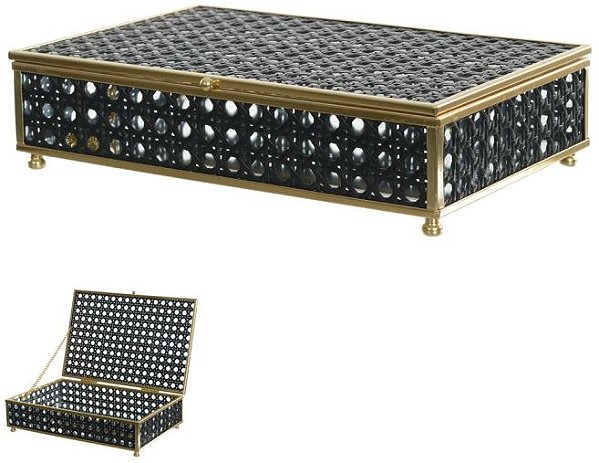 Caixa Decorativa Vidro Palhinha Preto 5,8cm