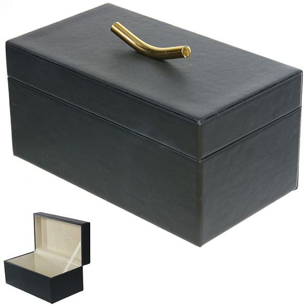 Caixa Decorativa MDF Revestimento Pu Preta 23cm