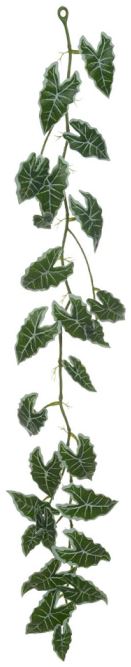 Planta Artificial Folhagem Alocasia Guirlanda Real Toque X25 Verde Branco 1,20cm