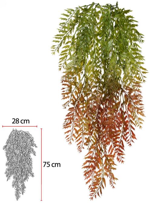 Planta Artificial Folhagem Samambaia Pendurar X5 Verde Outono 83cm