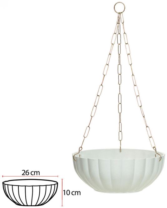 Vaso Moranga C/Corrente Pendurar Branco 10x26cm
