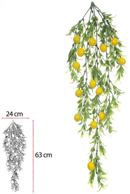 Planta Artificial Folhagem Limao Pendurar X14 Amarelo 75cm